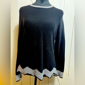 NIC+ZOE Black Sweater with White Accents